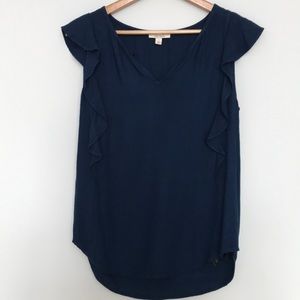 Ella Moss Navy ruffle tank blouse Like New! Size S